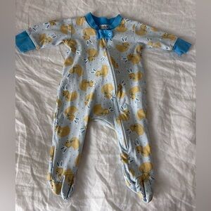 Magnolia Baby Blue & Yellow Bunny Print Footed One-Piece